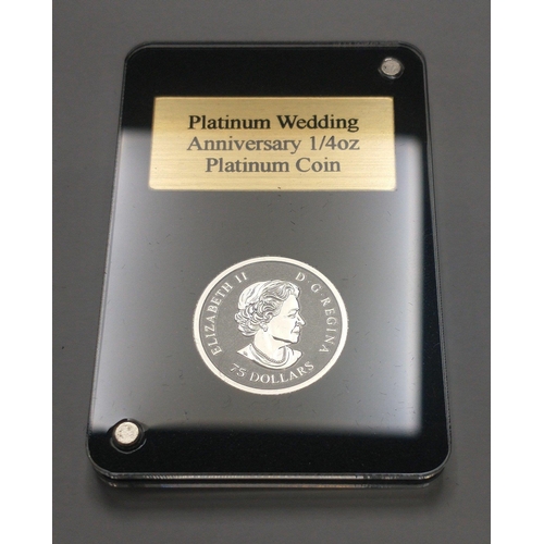 65 - A slabbed Canadian 75 dollar Platinum Wedding Anniversary 1/4oz Platinum coin in presentation box#65... 