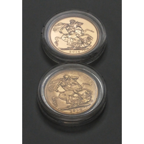 68 - From The London Mint Office - a boxed set of 2 gold sovereigns - Centenary of the Great War 1914 &am... 