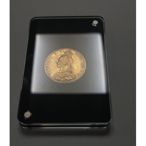 69 - From the London Mint Office a slabbed 1889 Queen Victoria Jubilee Head gold sovereign in presentatio... 