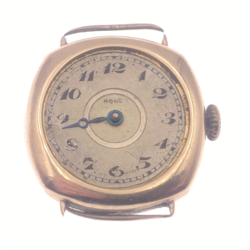 76 - A small ladies 9ct gold cocktail watch in as found condition. Case stamped 9ct and 375. Total gross ... 