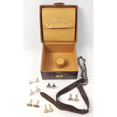 79 - A very attractive and useful gents travel jewellery case containing six pairs of cufflinks and a kil... 