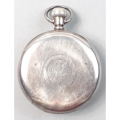 97 - ELGIN 925 SILVER cased pocket watch. Outer rear case and inner dust cover both stamped 925.  Elgin s... 