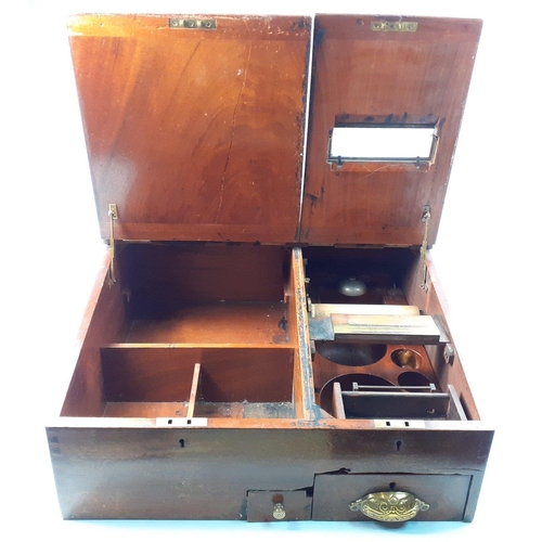 363 - A splendid large antique shop till and storage unit with original repousse brass handle and intact b... 