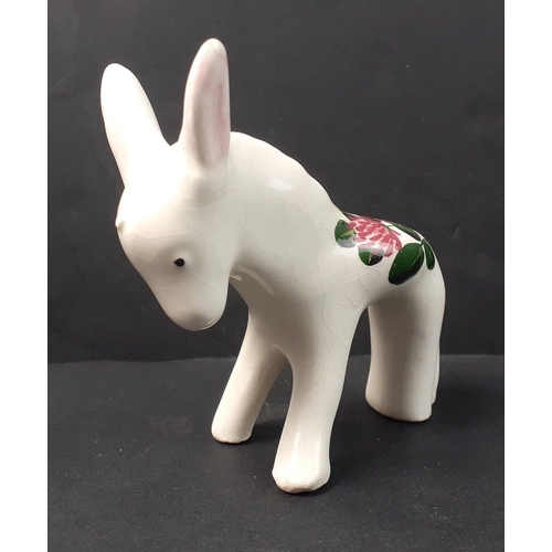 370 - A WEMYSS inspired floral glazed pottery DONKEY - dimensions 7cm height x 7cm length approx#46