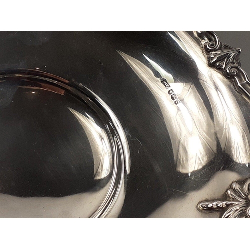 54 - Sterling silver footed bon bon dish, hallmarked Sheffield 1958. In lovely condition, 17cm dia approx... 