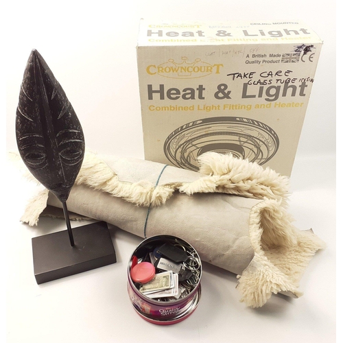 586 - A Crown Court heat & light combined light fitting and heater model CC37 and a sheepskin rug 90cm... 