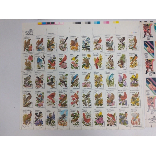 146 - An interesting collection of AMERICAN stamp sheets of philatelic interest comprising state bird shee... 