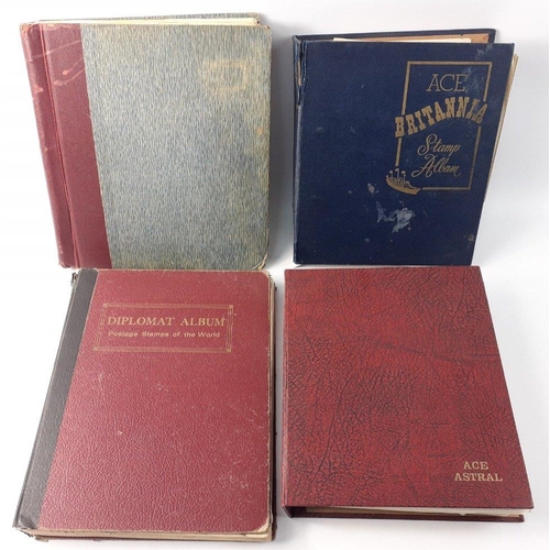 180 - A collection of 4 stamp albums containing a mix of world stamps, hinged, mainly early to mid 20th ce... 