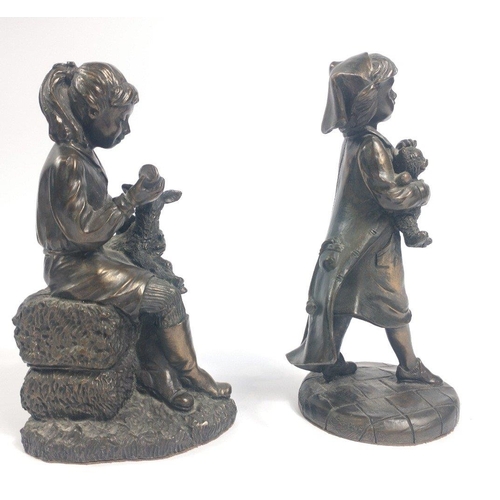 306 - All proceeds direct to charity - two GENESIS bronze effect figurines - W4 Little Nurse and W9 Little... 