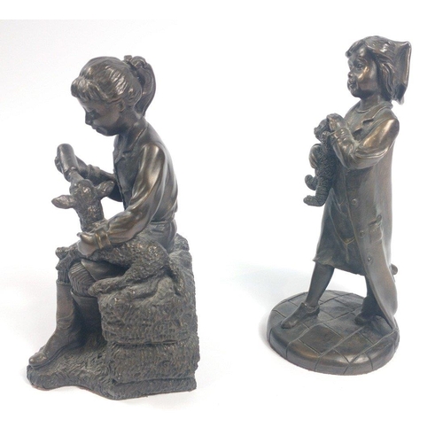 306 - All proceeds direct to charity - two GENESIS bronze effect figurines - W4 Little Nurse and W9 Little... 