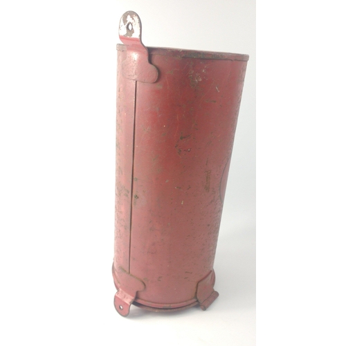 561 - An interesting DECORATIVE fire storage tin once containing asbestos cloths, thankfully now empty 36c... 