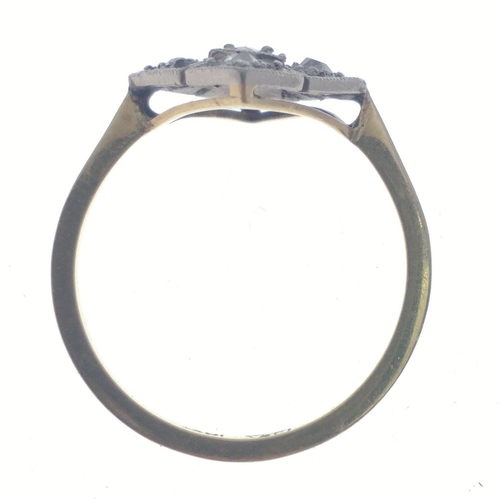 11 - A rather lovely 18ct gold and platinum five diamond ring (diamonds tested), centre stone 2mm, others... 