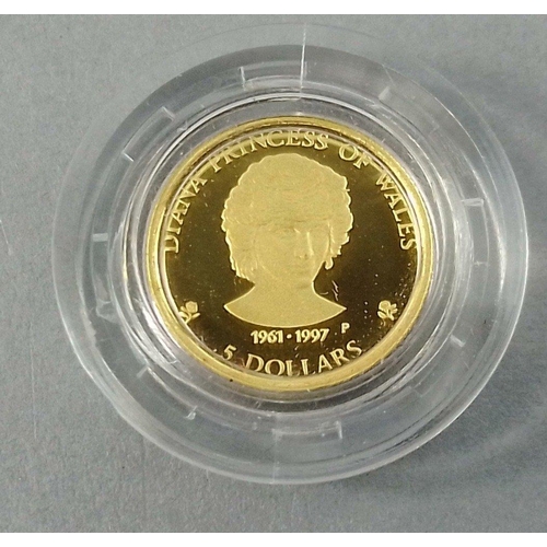 25 - A 1/25oz .999 gold Princess Diana $5 Cook Islands coin 1997 encapsulated#25