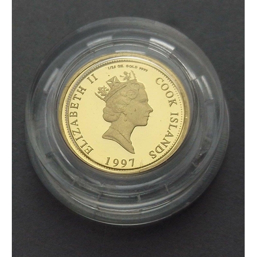 25 - A 1/25oz .999 gold Princess Diana $5 Cook Islands coin 1997 encapsulated#25