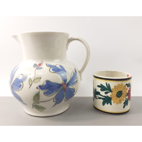 222 - A BUCHAN of Portobello jug (18cm tall) with attractive floral colourway and one other small Scottish... 