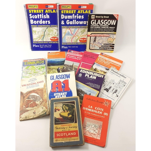 127 - A quantity of vintage maps to include Johnson's Motoring & Touring Map of Scotland, Scottish Bor... 