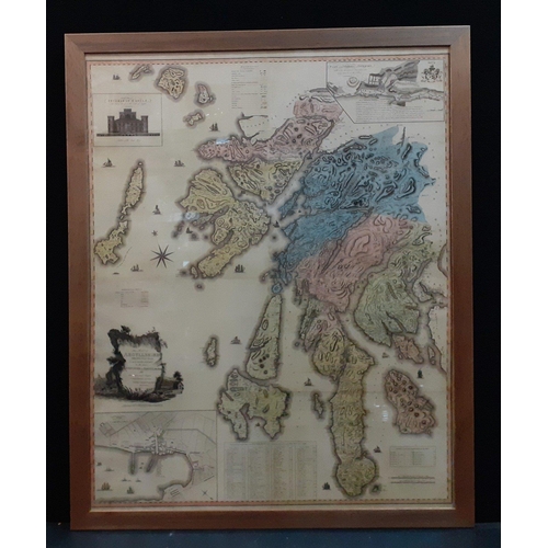 128 - SCOTTISH INTEREST! A framed coloured map of Argyllshire taken from actual survey dedicated to His Gr... 