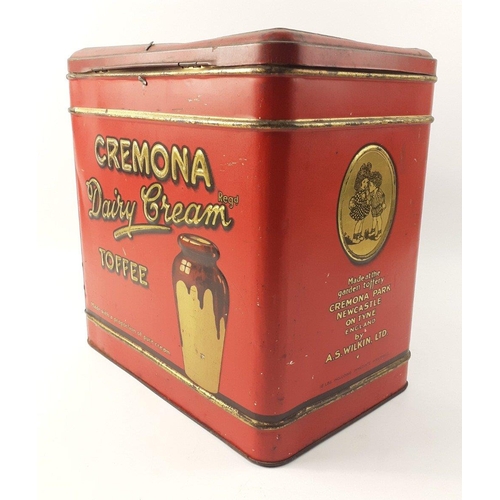 146 - A characterful vintage tin advertising CREMONA DAIRY CREAM TOFFEE measuring W28xD17xH28cm approx#147... 
