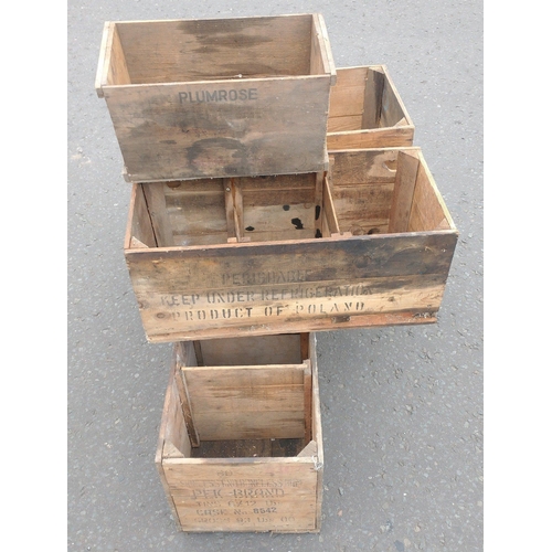156 - A collection of old wooden grocers' boxes, ideal for decoration and display purposes#157