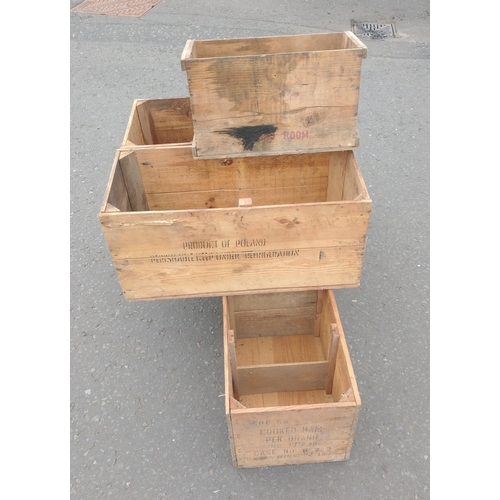 156 - A collection of old wooden grocers' boxes, ideal for decoration and display purposes#157