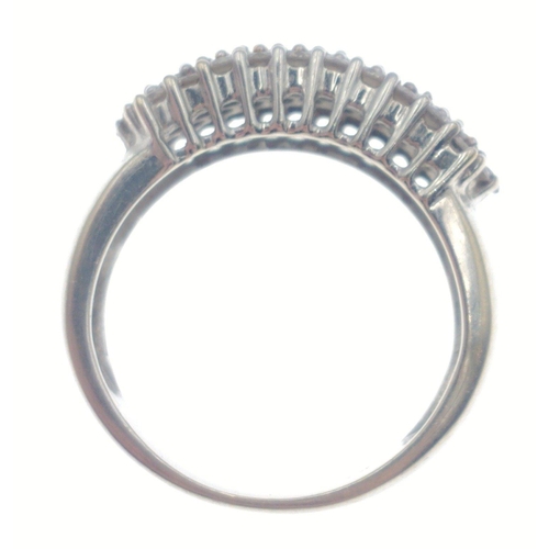 43 - 18ct hallmarked white gold ring set with 5 rows of small diamonds (tested), size L, gross weight 5.8... 