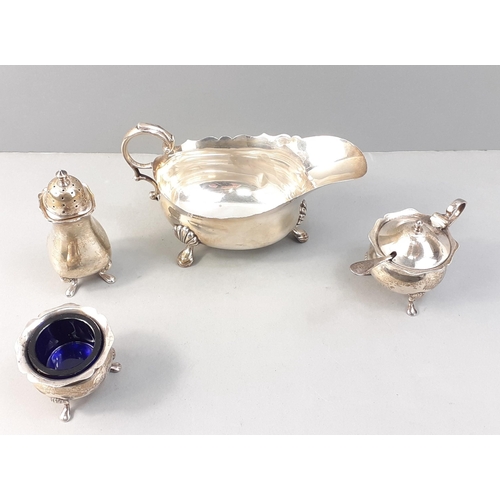 49 - A small silver lot to include a sauceboat hallmarked London 1939 made by Edward Barnard & Sons a... 