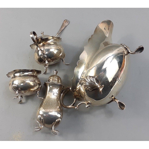 49 - A small silver lot to include a sauceboat hallmarked London 1939 made by Edward Barnard & Sons a... 