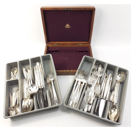 53 - An empty Hamilton & Inches cutlery box and 2 cutlery trays of very useful and good quality flatw... 