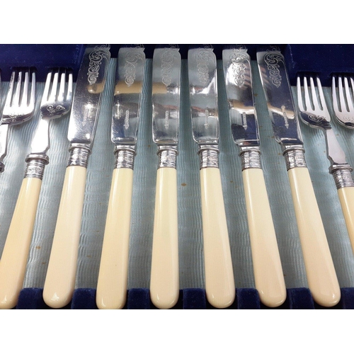 54 - A lovely boxed set of cutlery by WALKER & HALL in beautiful condition with each piece sporting a... 