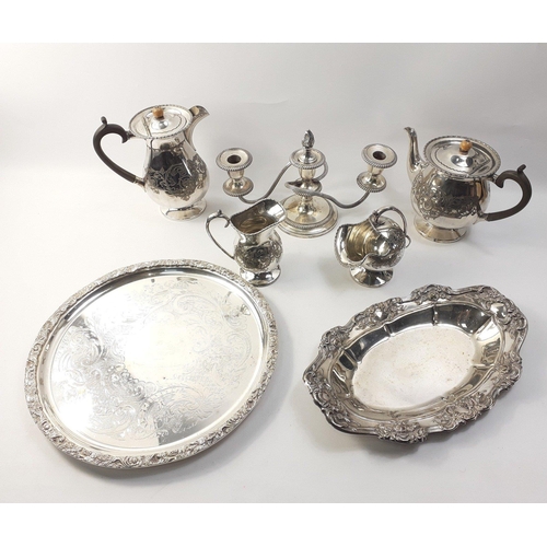 65 - A QUALITY EP mixed lot to include an inscribed Sheffield silver plated salver 33cm long, a Yeoman pl... 