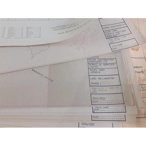 114 - An interesting set of 6 draughtsman's plans of Mayor's Yard, Lerwick, Shetland, large Dickie's of Ta... 