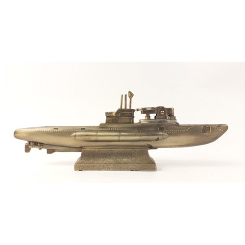 117 - A German U-Boat - U-581 - table lighter, 23cm long approx.  In good condition#140