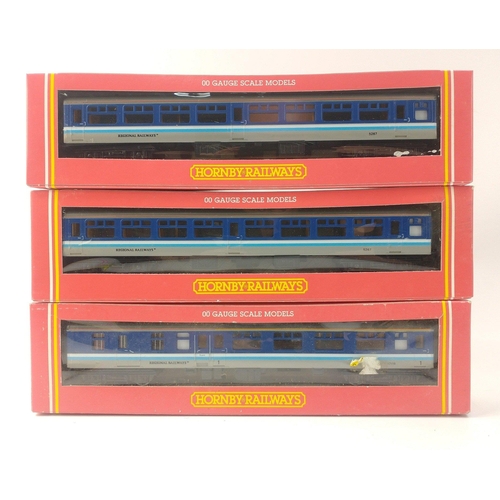 218 - HORNBY R.431 BR Mk 2a brake coach Regional Railways, and 2 x R.432 BR Mk 2a composite coach Regional... 