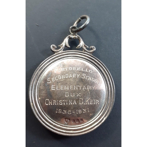 33 - A lovely sterling silver 1931 dux medal, Portobello High School with Scottish silver hallmarks 4.5cm... 