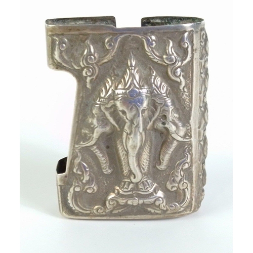 38 - A SIAM Sterling stamped repousse designed cigarette holder -  weight 13.98g approx - dimensions 5cm ... 