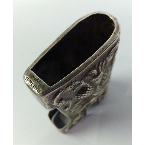 38 - A SIAM Sterling stamped repousse designed cigarette holder -  weight 13.98g approx - dimensions 5cm ... 