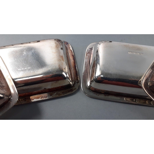 44 - Two small EP toast racks stamped WILSON & SHARP Edinburgh, plus 2 small  EP butter dishes, one s... 