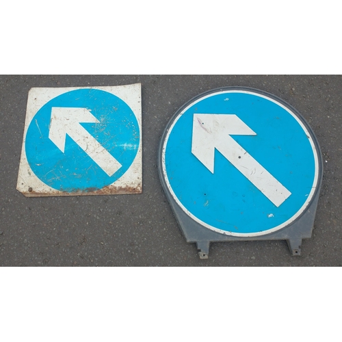 Two keep left/right signs, one metal sign other mounted on hard plastic ...