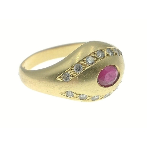 5A - A SUBSTANTIAL 18k stamped gold ruby and diamonds(tested) ring size P - weight gross 4.91g approx#6... 