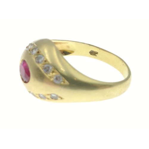 5A - A SUBSTANTIAL 18k stamped gold ruby and diamonds(tested) ring size P - weight gross 4.91g approx#6... 