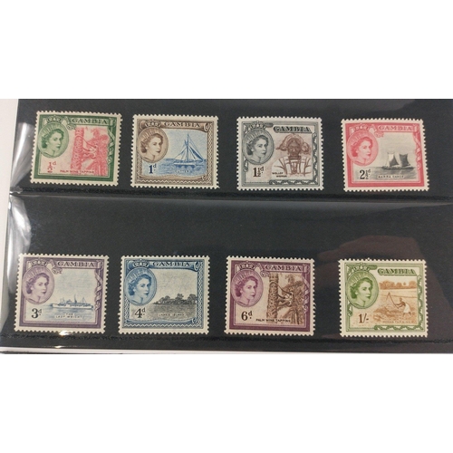 99 - Stamps - GAMBIA 1953-1959 set mint to £1. SG171-SG185 Mint hinged on stockcard.#117