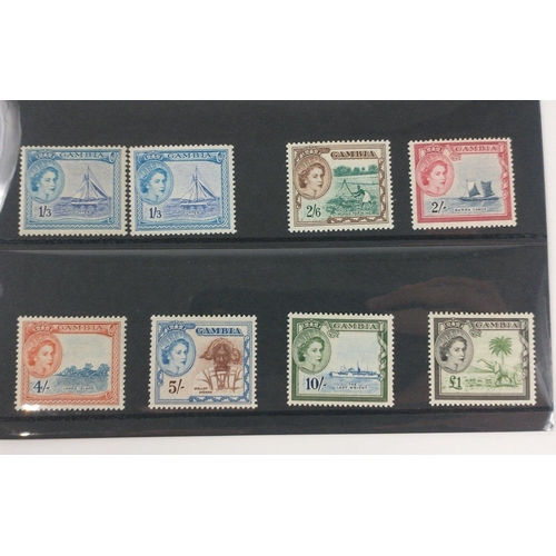 99 - Stamps - GAMBIA 1953-1959 set mint to £1. SG171-SG185 Mint hinged on stockcard.#117