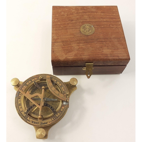 118 - A modern WEST of London boxed brass travelling compass,10cm approx#21