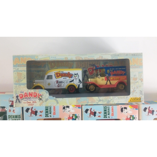 137 - Five LLEDO Dandy and Beano Collectable Classic Die-Cast model cars plus The Dandy World's Longest Ru... 