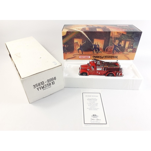 149 - A MATCHBOX Models of Yesteryear YYM35810 1956 Mack B95 pumper.  New in box with certificate.#35