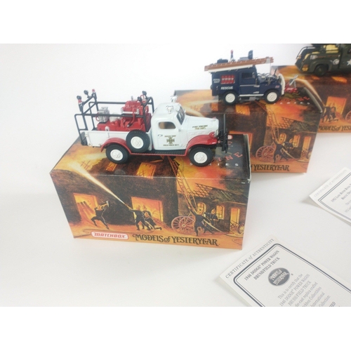 151 - A MATCHBOX YYM37636 1946 Dodge fire engine and a YYM35188 Landrover fire engine,  YYN35189 Chevrolet... 