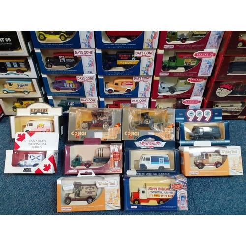 186 - A box of collectable model cars to include many Days Gone, Canadian Provincial Series, LLEDO limited... 