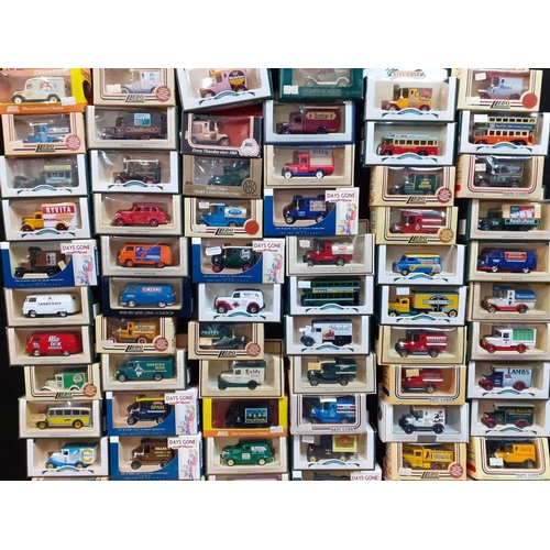 187 - A box full of model cars to include many of DAYS GONE by LLEDO including Aeroplane Jelly Co complete... 