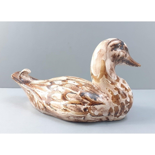 312 - A pottery duck savings bank, made by DAVID SHARP of Rye Pottery, 25cm long approx.  No damage.#86... 