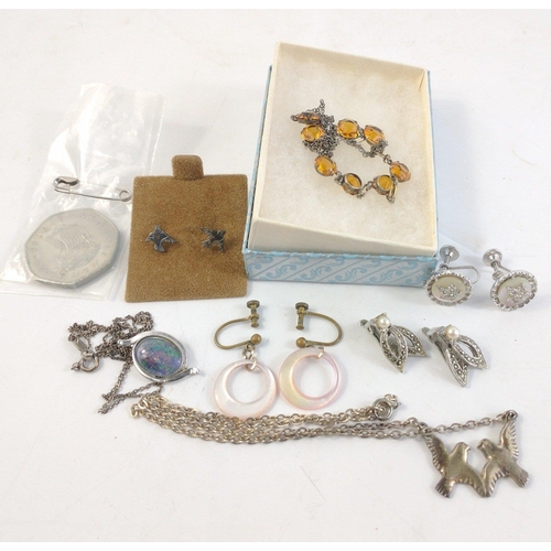 64 - A mixed bag of some silver stamped jewellery necklaces and earrings etc#7